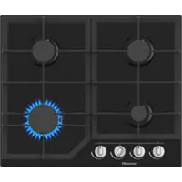 Hisense Table de cuisson à gaz encastrable GG643B noire de 60 cm, 4 brûleurs