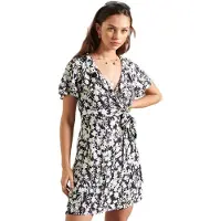 Superdry Summer Wrap Short Sleeve Dress Bleu M Femme