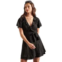 Superdry Summer Wrap Short Sleeve Dress Noir M Femme