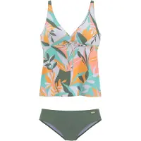Sunseeker Tankini gris clair / kaki / menthe / saumon