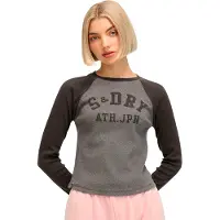 Superdry Athletic Rib Slim Long Sleeve T-shirt Gris L-XL Femme