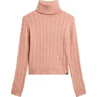 Superdry Fitted Cable High Neck Sweater Rose XL Femme