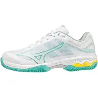 Mizuno Chaussures de Tennis Mizuno Femme Wave Exceed Light CC White Turquoise High Visibility-Taille 38