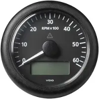 VDO View Line 0-6000 Rpm Single Scale Round Tachometer Argenté 85 mm