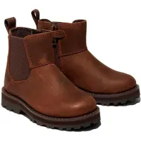 Timberland unisex pour enfant. TB0A28NR9311 Courma Kid Mid bottines chelsea en cuir marron (26), Plat, Fermeture éclair, Casuel, mode enfant