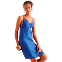 Superdry Cupro Cami Sleeveless Short Dress Bleu S Femme