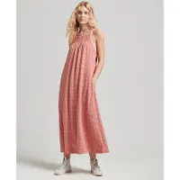 Superdry Vintage Long Halter Cami Sleeveless Dress Rose L Femme