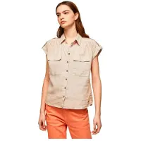 Pepe Jeans Brenda Sleeveless Shirt Beige L Femme