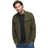 Superdry Homme Chemise Trailsman Velours Côtelé Coupe Décontractée Vert Taille: Xxl