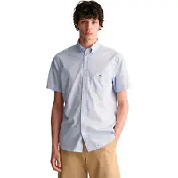Gant pour homme. 3000101 Chemise à manches courtes Regular Fit en popeline bleue (S), Casuel, Coton, Manche courte