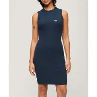 Superdry Rib Bodycon Sleeveless Short Dress Bleu 2XS Femme