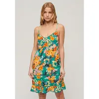 Superdry Femme Robe Courte Caraco de Plage Turquoise Taille: 36