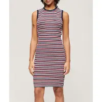 Superdry Femme Robe Moulante Mi-longue Côtelée Bleu Marine Taille: 44