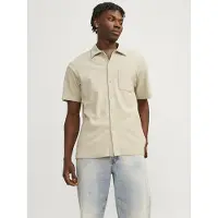 Jack & Jones Mykonos Plisse Short Sleeve Shirt Beige XL Homme