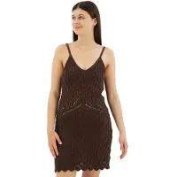 Superdry Crochet Cami Sleeveless Short Dress Marron XS Femme