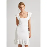 Pepe Jeans Gesa Sleeveless Short Dress Blanc M Femme