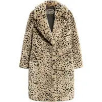 Superdry Vintage Long Faux Fur Coat Jacket Beige M Femme