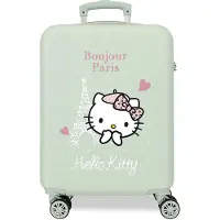 Hello Kitty pour fille. 2861721 Valise Cabine Hello Kitty Paris rigide 55cm (OSFA), Casuel, Vert, ABS/Polycarbonate, mode enfantine