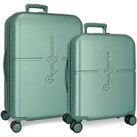 Joumma Bags PEPE JEANS Highlight Verde, Set de valises de voyage de luxe en ABS 70cm/55cm, 768952B