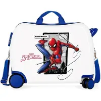 Marvel unisex pour enfant. 4659861 Valise avec 2 roulettes multidirectionnelles Spiderman Action -39x50x20cm (OSFA), Blanc, Bleu, Casue