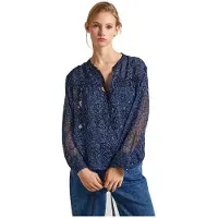 Pepe Jeans pour femme. PL304831 Chemisier Clementine navy (XS), Casuel, Polyester, Manche longue, Marine