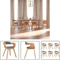 The Living Store Chaises de salle à manger 6 pcs. Gris clair Bois courbé et tissu