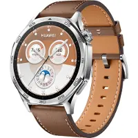 Huawei Watch GT 5 46 mm - Silver + Brown Composite Leather Strap