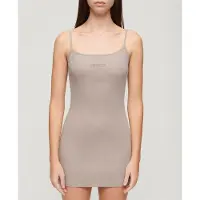 Superdry Embroidered Rib Strappy Sleeveless Short Dress Beige S Femme