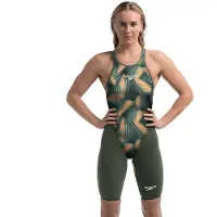 Speedo Fastskin Lzr Pure Valor 2.0 Kneeskin Open Back Competition Swimsuit Vert UK 22 Femme