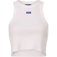 HUGO Débardeur court en coton stretch avec étiquette logo bleue
