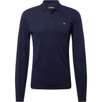 Napapijri Chemise polo manches longues pour hommes, couleur bleu, coupe classique avec broderie