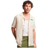Superdry pour homme. M4010621A Chemise de bowling vintage beige (XL), Casuel, Viscose, Manche courte