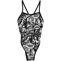 Turbo Yeah Comic Thin Strap Swimsuit Noir 11-12 Years Fille