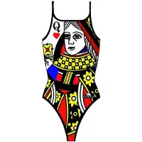 Turbo Maillot De Bain à Fines Bretelles Queen Of Hearts