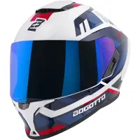 Bogotto Phantom Codex Blanc Rouge Bleu Fiberglass Casque Intégral Taille L