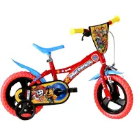 Dino Bikes Vélo enfant Paw Patrol - 12 pouces | Licence originale Disney | Vélo enfant avec roues stabilisatrices - Le vélo de Paw Patrol comme cadeau pour les garçons - Rouge