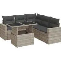 vidaXL Ensemble de salon de jardin 6 pièces avec coussins gris clair Poly rotin