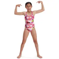 Speedo Punk Floral Lane Line Back Allover Endurance Swimsuit Rose 11-12 Years Fille