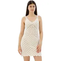 Superdry Crochet Cami Sleeveless Short Dress Beige XS Femme