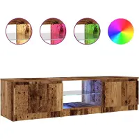 vidaXL Armoire TV avec lampes LED imitation vieux bois 140x40x36 cm