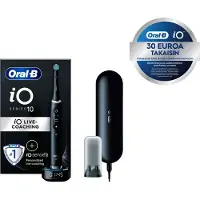 Oral-B iO Series 10 - Adulte - Brosse à dents rotative vibrante - Soins quotidiens - Nettoyage en profondeur - Soins des gencives - Sensible - Pour des dents blanches - Noir - 2 min - Rond (435587)