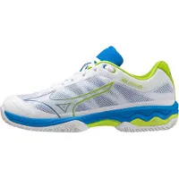 Mizuno Chaussures de Padel Homme Wave Exceed Light Padel Blanc Paix Bleu Citron Vert Acide-Taille 44,5