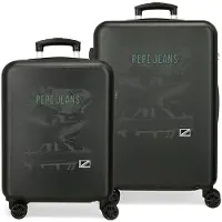 Pepe Jeans unisex. 6481421 Ensemble de valises rigides Davis noir 55-65cm (OSFA), Casuel, ABS/Polycarbonate, Big, Cabine