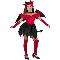 MOM Devil Girl Costume Rouge 7-9 Years Enfants