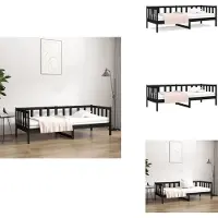 vidaXL Lit de jour noir 90x190 cm Pin massif - Lits et Sommiers