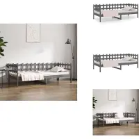 vidaXL Lit de jour Gris 90x200 cm Pin massif - Lits et Sommiers