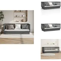 vidaXL Lit de jour Gris 100x200 cm Pin massif - Lits et Sommiers