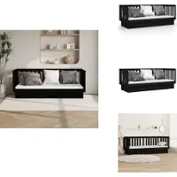 vidaXL Lit de jour noir 75x190 cm Pin massif - Lits et sommiers