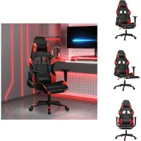 vidaXL Chaise de jeu avec massage & repose-pieds Noir & Rouge Similicuir - Fauteuil de jeu