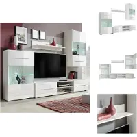 vidaXL Meuble TV cinq pièces avec éclairage LED blanc - Meuble TV